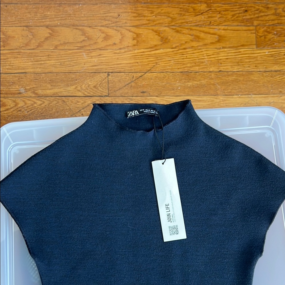Zara Navy Blue Sleeveless Dress - Picture 3 of 6